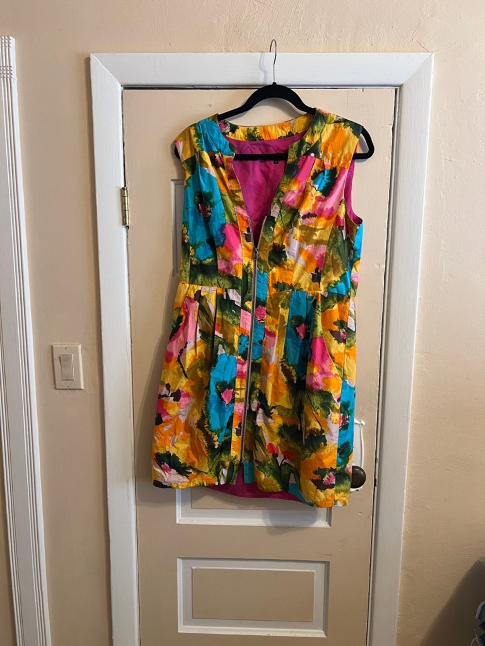 Nanette Lepore Vibrant Yellow Pink Blue Floral Mini Dress